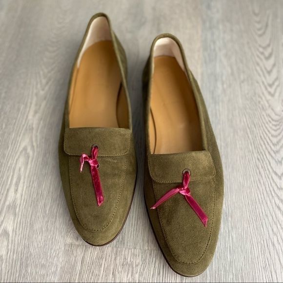 J Crew loafers size 9 bow khaki green